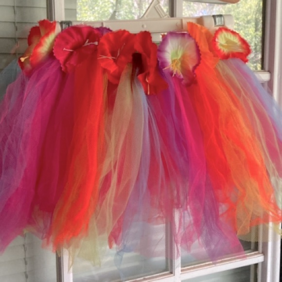 NRFP 🌈 Rainbow Tulle TuTu Hibiscus Flowers 🌸🌈🌸 - Picture 1 of 6